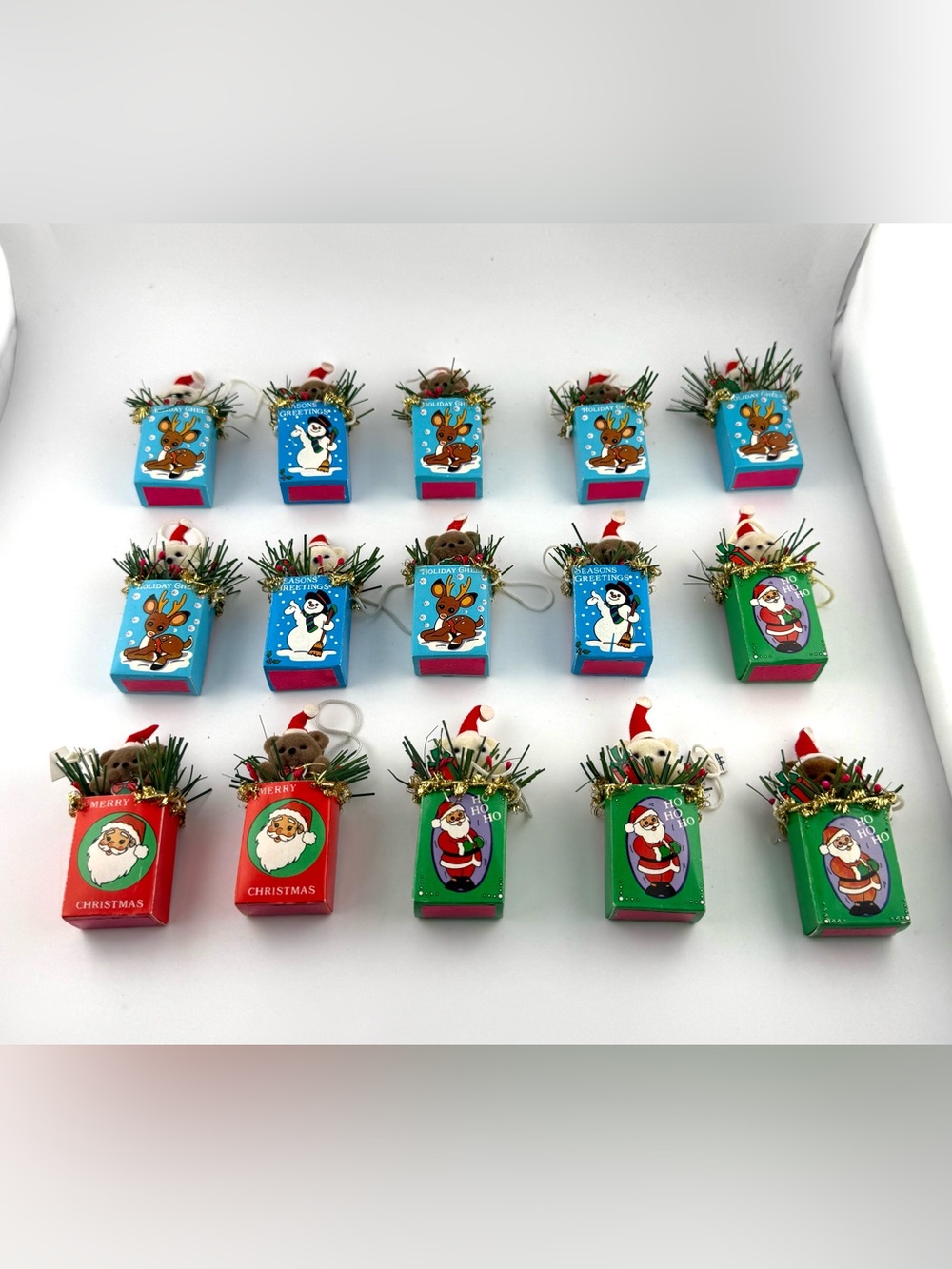 15 vintage Christmas matchbox diorama ornaments